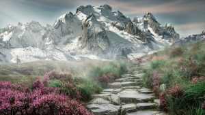 Choosing Paths - walking on a mountain path