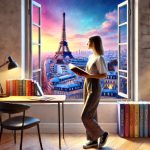 A young student in a room with a book in her hands
